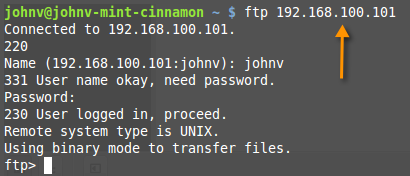 ftp with ip address