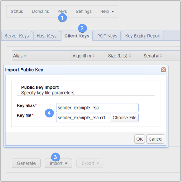 import client keys for as2