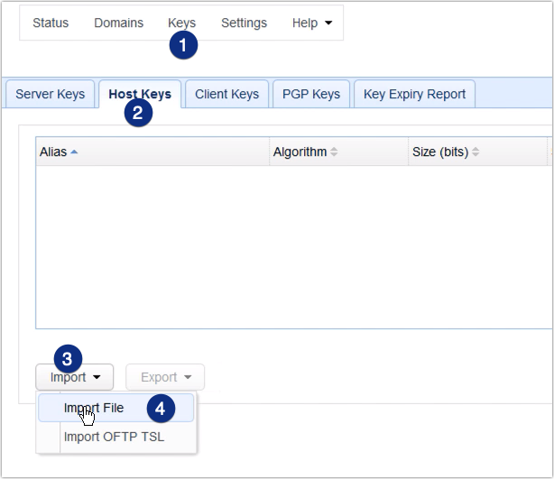 import host keys as2 server