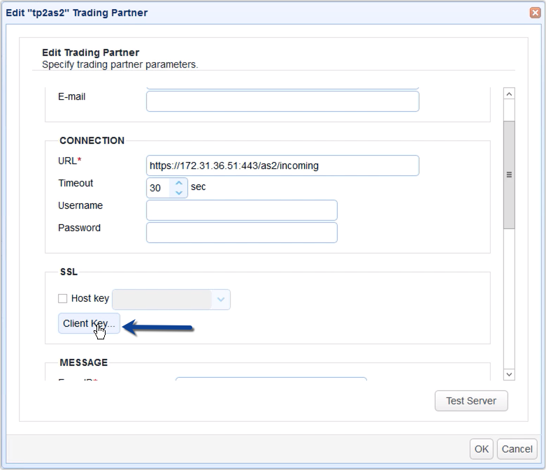 import private key to trading partner