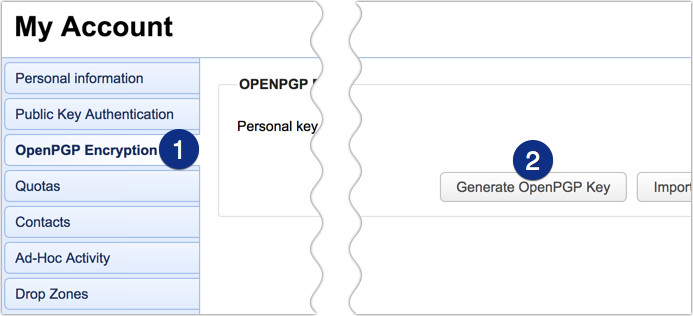 jscape mft server web user interface generate openpgp key