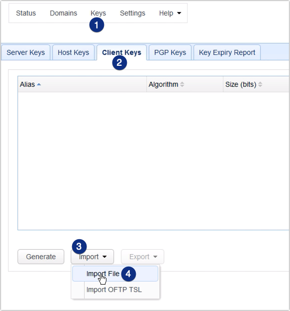 keys client keys import digital certificate