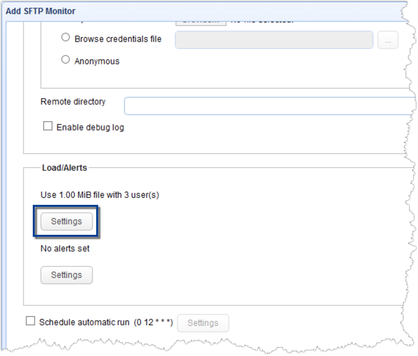 load test settings