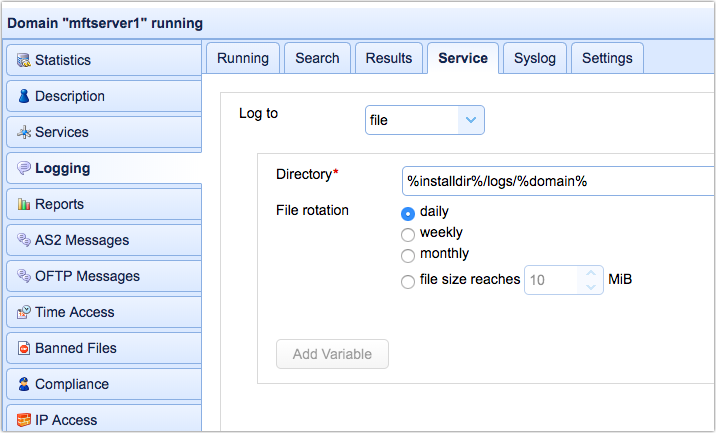 logggin service file directorhy