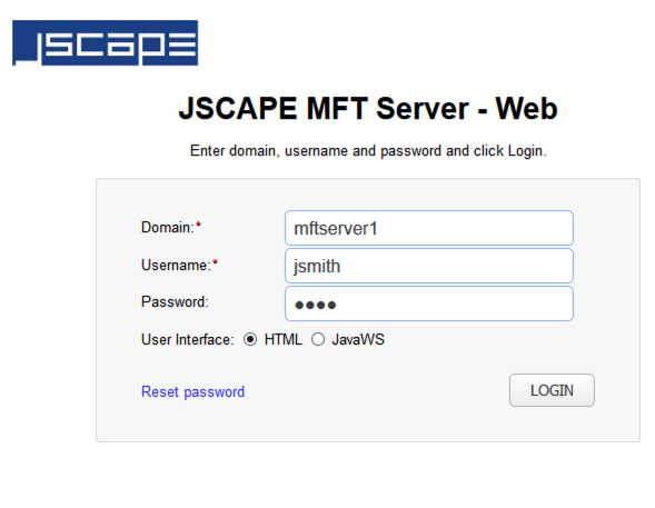 login jscape mft server user web ui