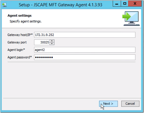 mft gateway agent settings during installation