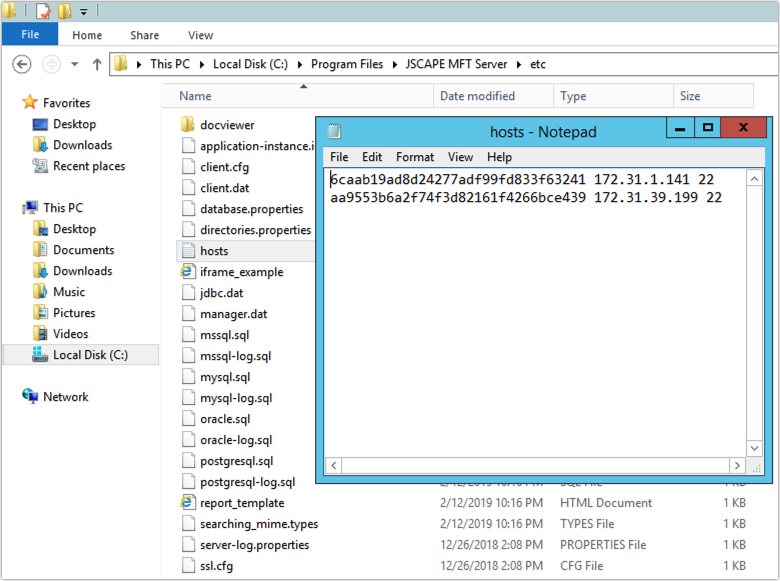 mft server high availability hosts file