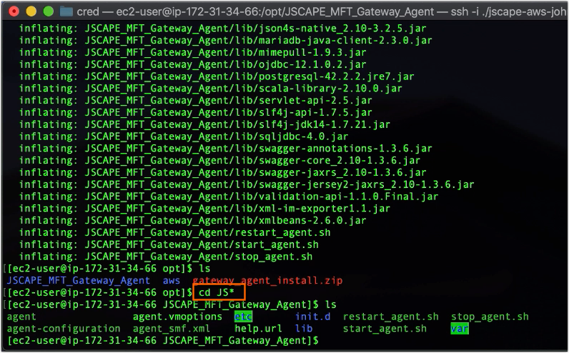 navigate into mft gateway agent directory