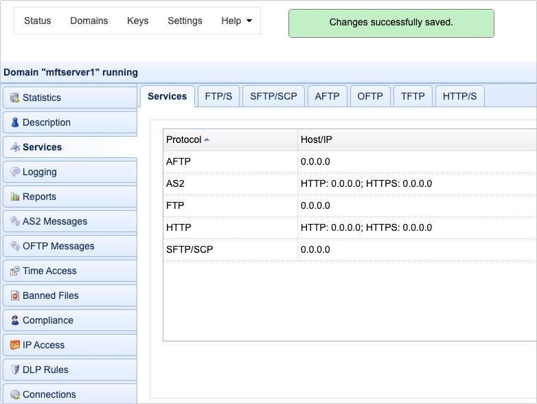 newly added aftp service