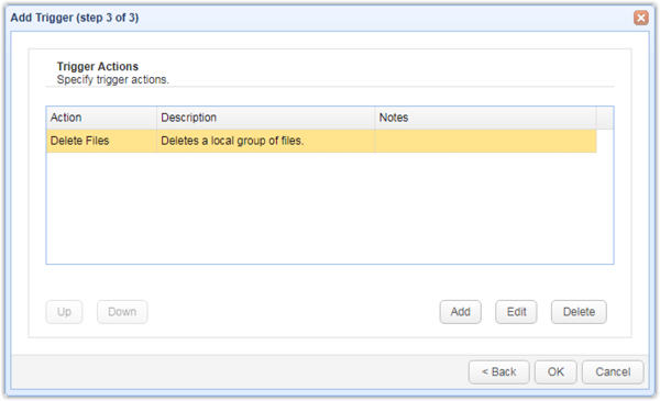 newly added delete files action