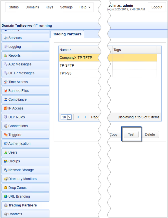 newly added ftp trading partner