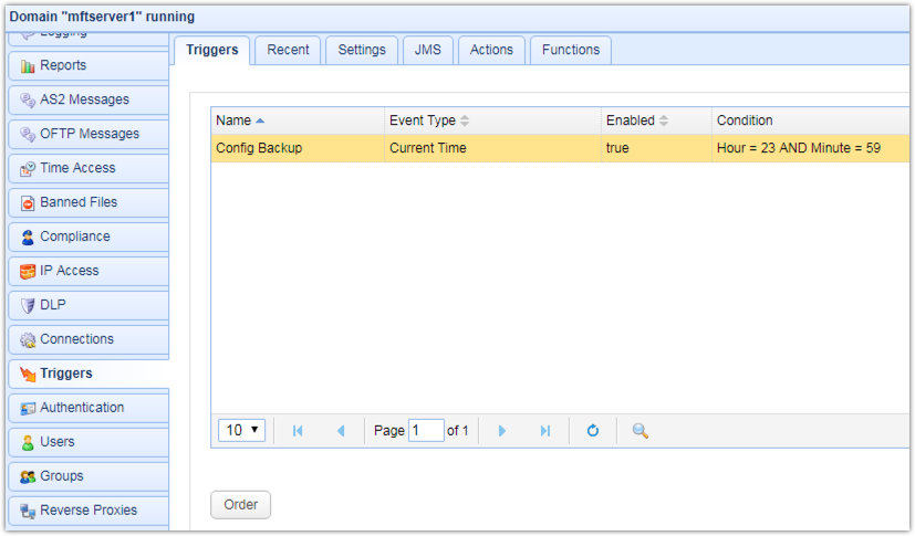 newly added server configuration backup trigger