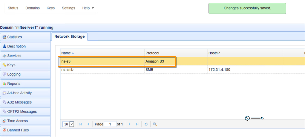 newly created network storage