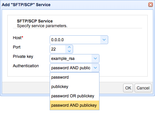password and public key sftp