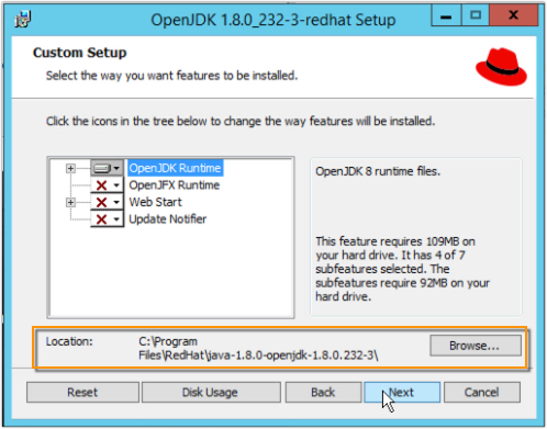 red hat openjdk installation directory