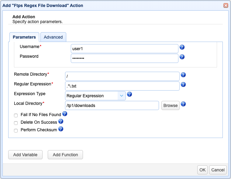 scheduling automated file transfers for files matching a regex 10