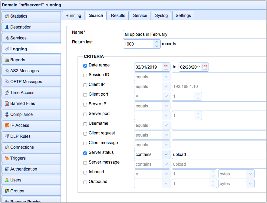 search domain logs