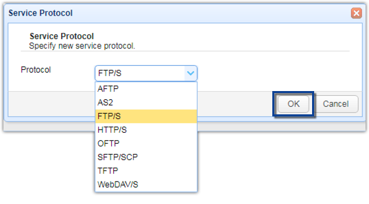 select FTPS protocol