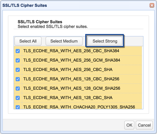 select strong ciphers