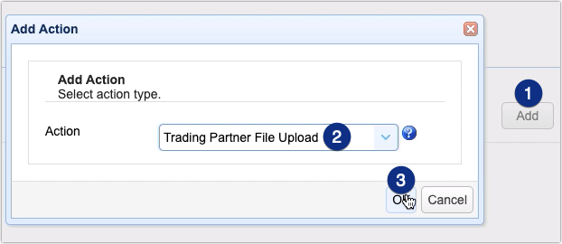 trading partner file upload trigger action for automated as2