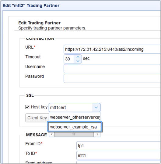 trading partner ssl host key