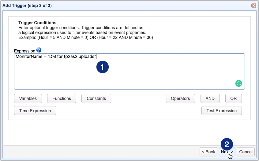 trigger conditions for automated as2