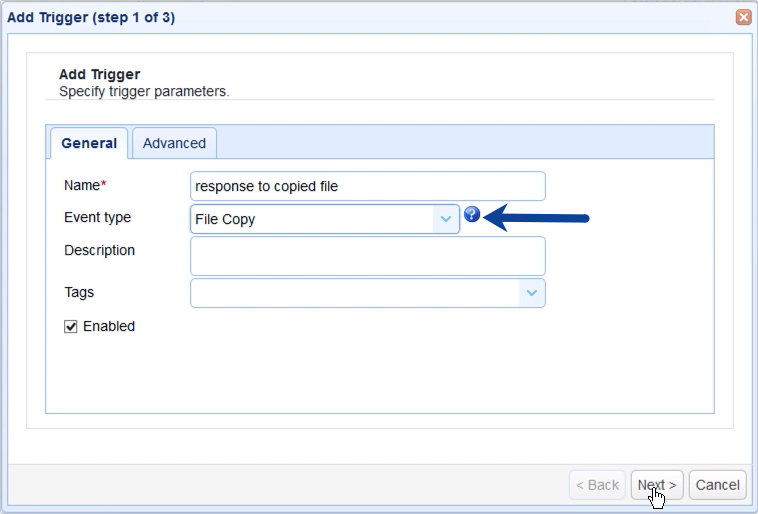 Using a Command in an Event Rule to Copy Files