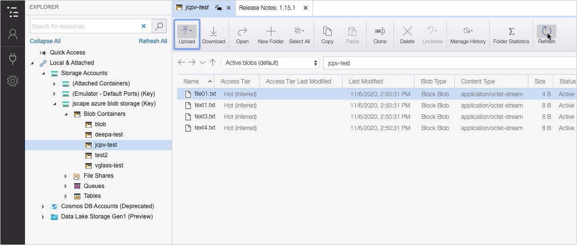 upload files to azure blog storage via ftp - azure storage explorer uploaded