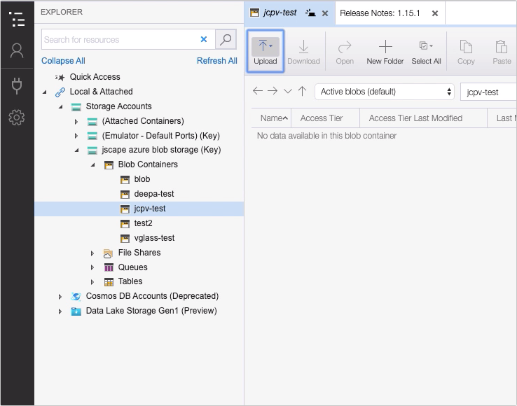 upload files to azure blog storage via ftp - azure storage explorer