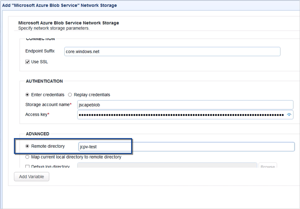 upload files to azure blog storage via ftp - remote directory