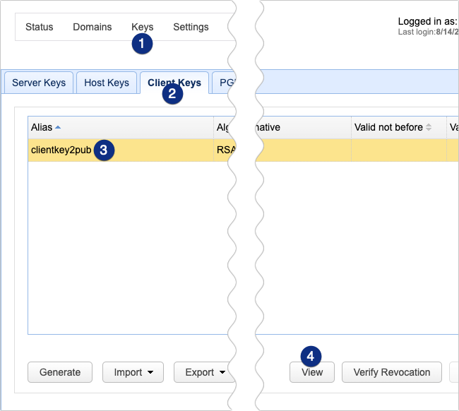 view client key