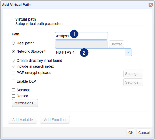 virtual path to ftps network storage