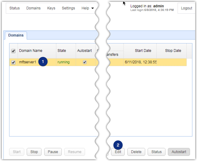 web file transfer domain edit