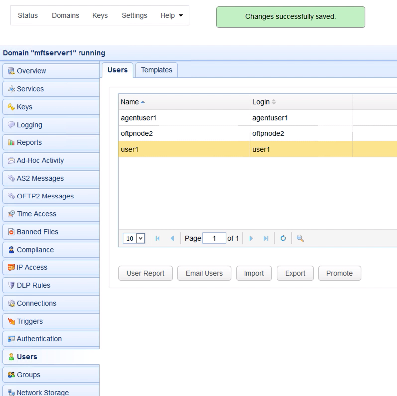 webdav network storage changes successfully saved