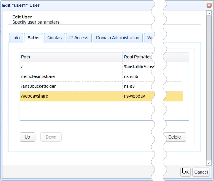 webdav network storage new virtual path