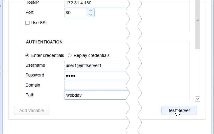 webdav network storage parameters test