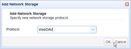 webdav network storage select drop down