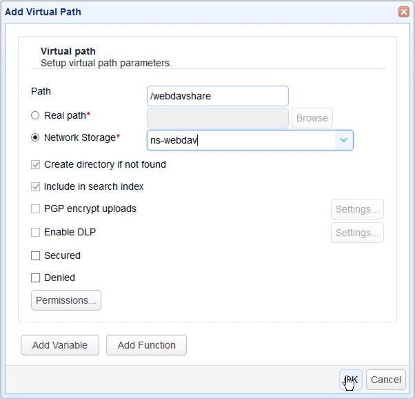 webdav network storage virtual path parameters