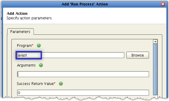 action parameters program