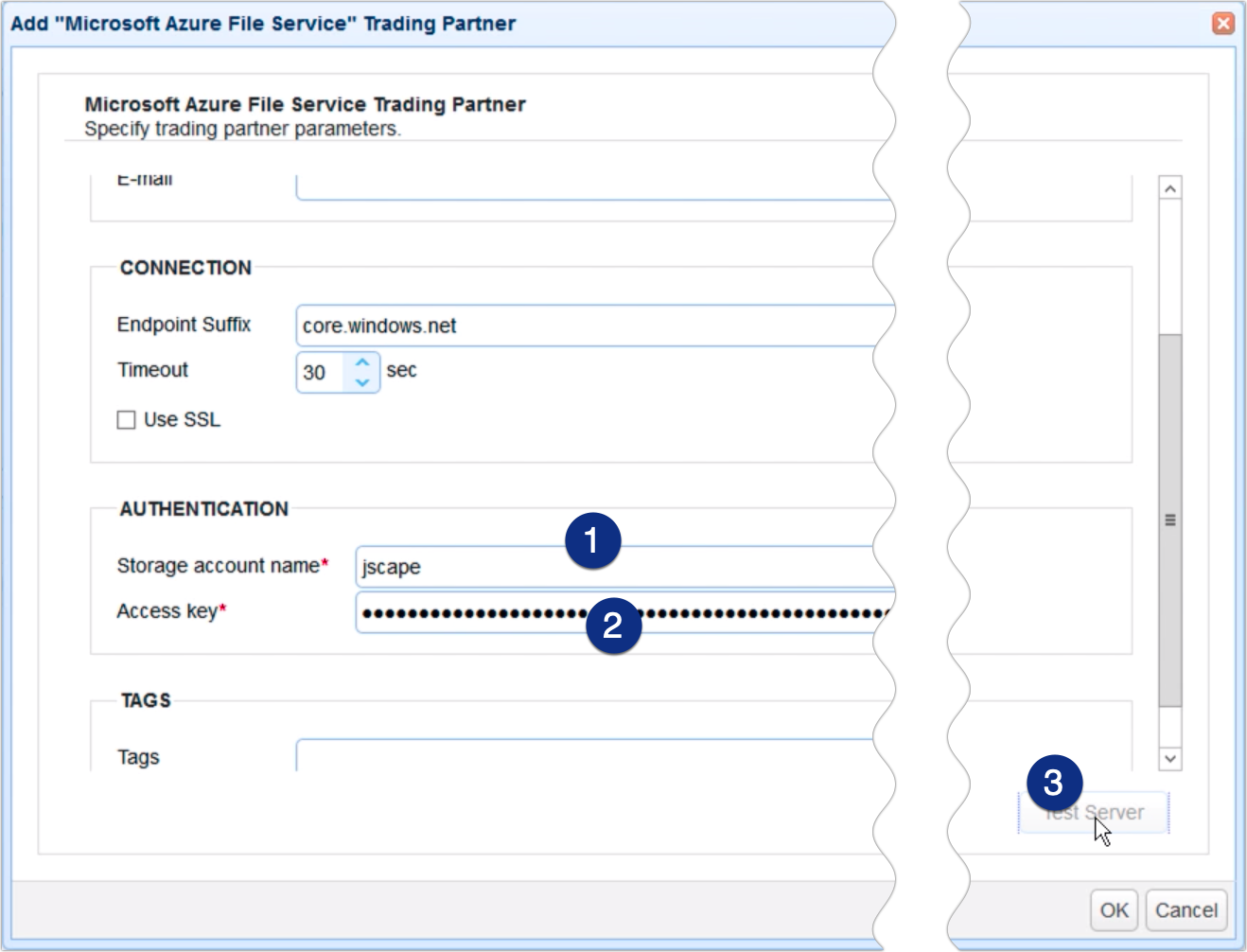 copy data from azure to s3 - trading partner azure file service parameters 2