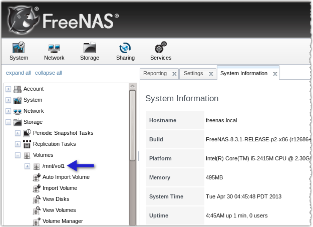 freenas newly added volume