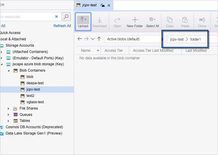 how to copy files to azure blob storage - new virtual directory
