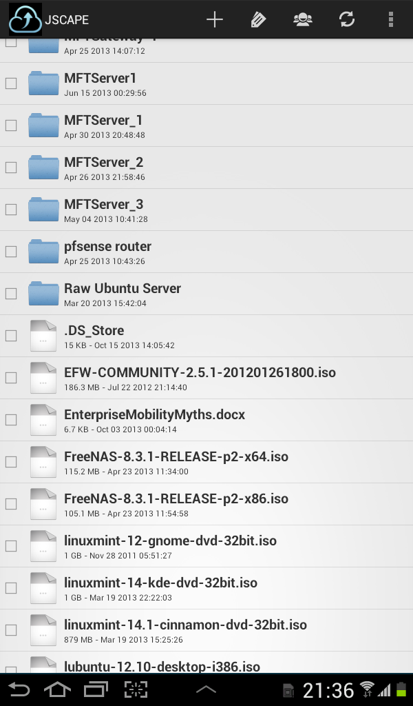 jscape mft server android app contents