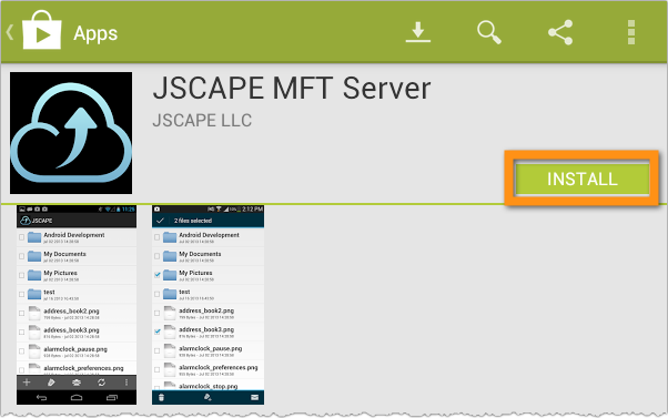 jscape mft server android app install