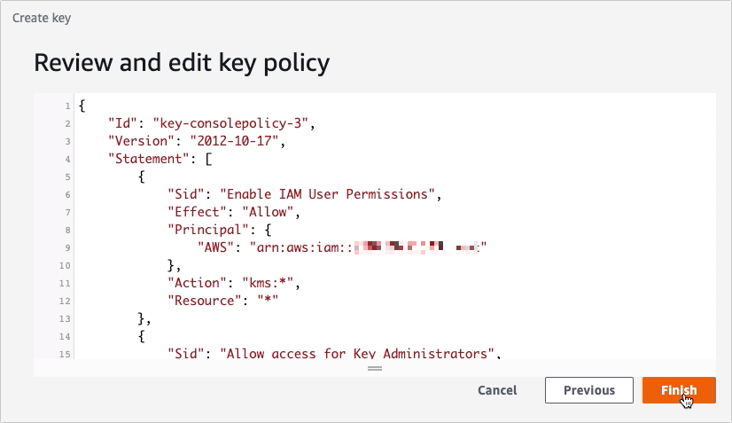 Using AWS KMS To Encrypt Files You Upload To Your S3 Trading Partner - create key finish