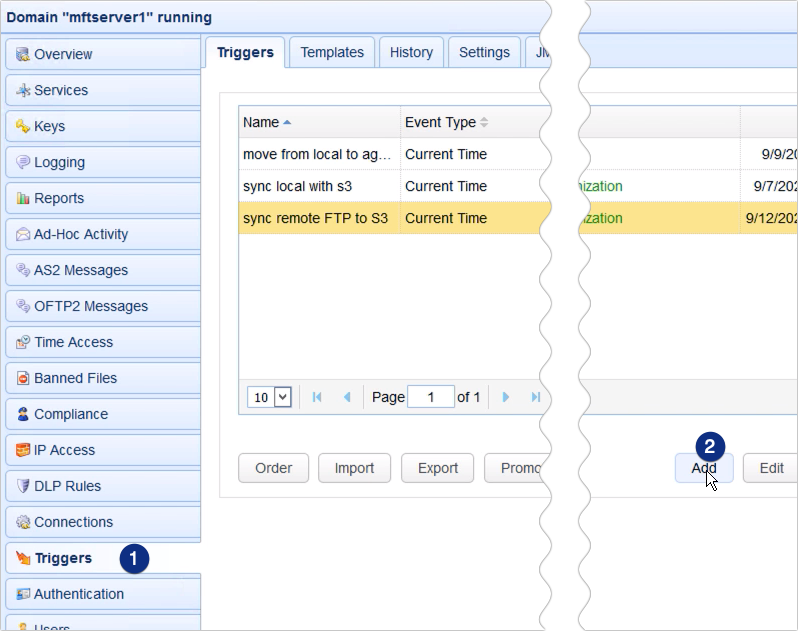copy data from azure to s3 - trigger add