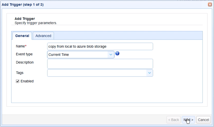 how to copy files to azure blob storage - trigger event type