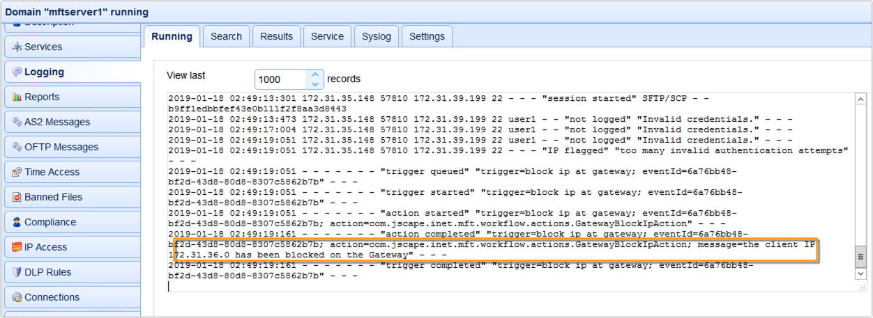 ip has been blocked on the gateway