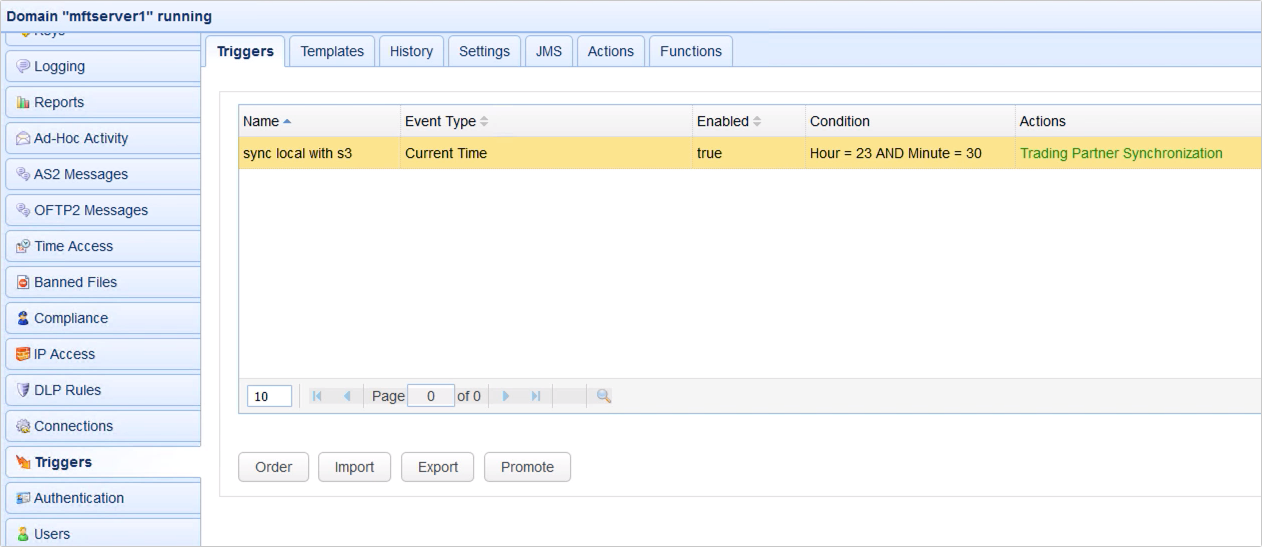 mirror ftp to s3 - newly added trading partner synchronization action trigger