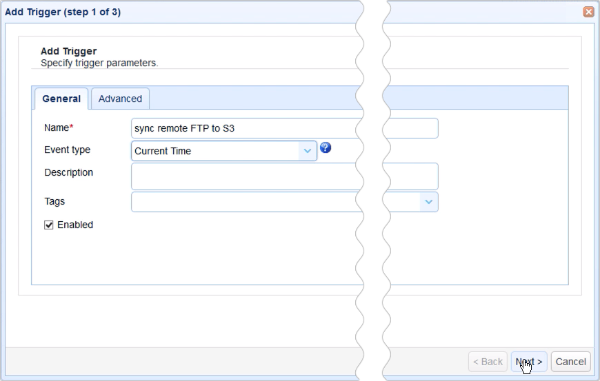 sync remote ftp to s3 - add trigger sync remote ftp to s3